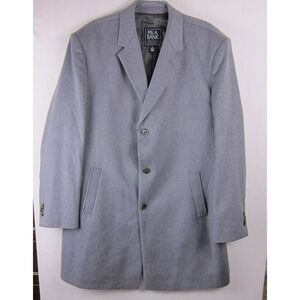 Jos A Bank Jacket Mens 46R Gray Wool Blend Executive Soft Top Coat Outerwear